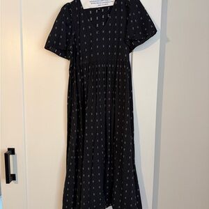 Madewell Black Maxi Dress with Subtle Square Print